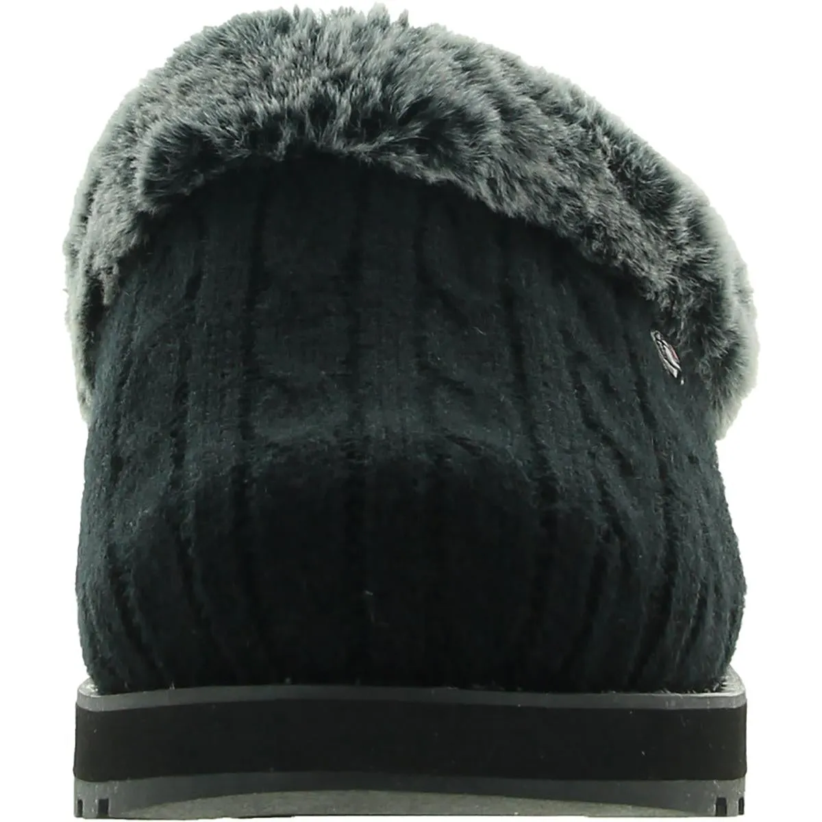 Keepsakes Ice Angel Womens Cable Knit Faux Fur Clog Slippers