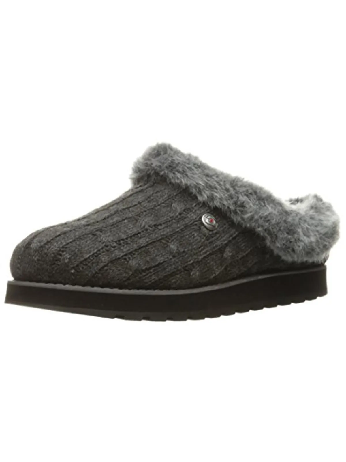 Keepsakes Ice Angel Womens Cable Knit Faux Fur Clog Slippers
