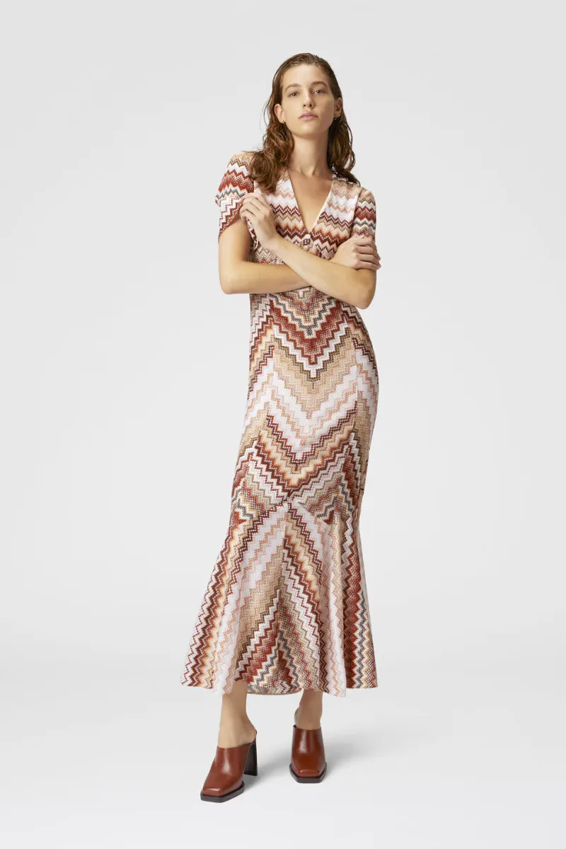Lamé Flared Maxi Dress