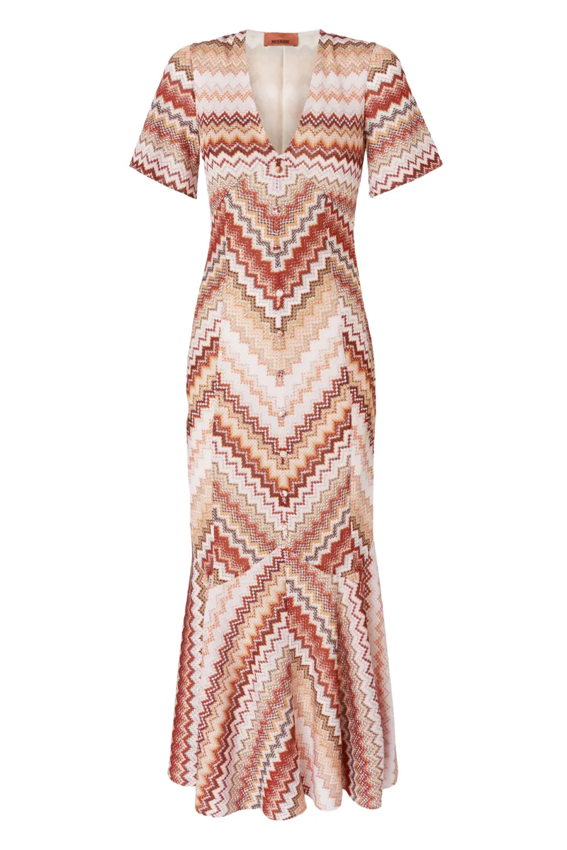 Lamé Flared Maxi Dress