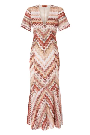 Lamé Flared Maxi Dress