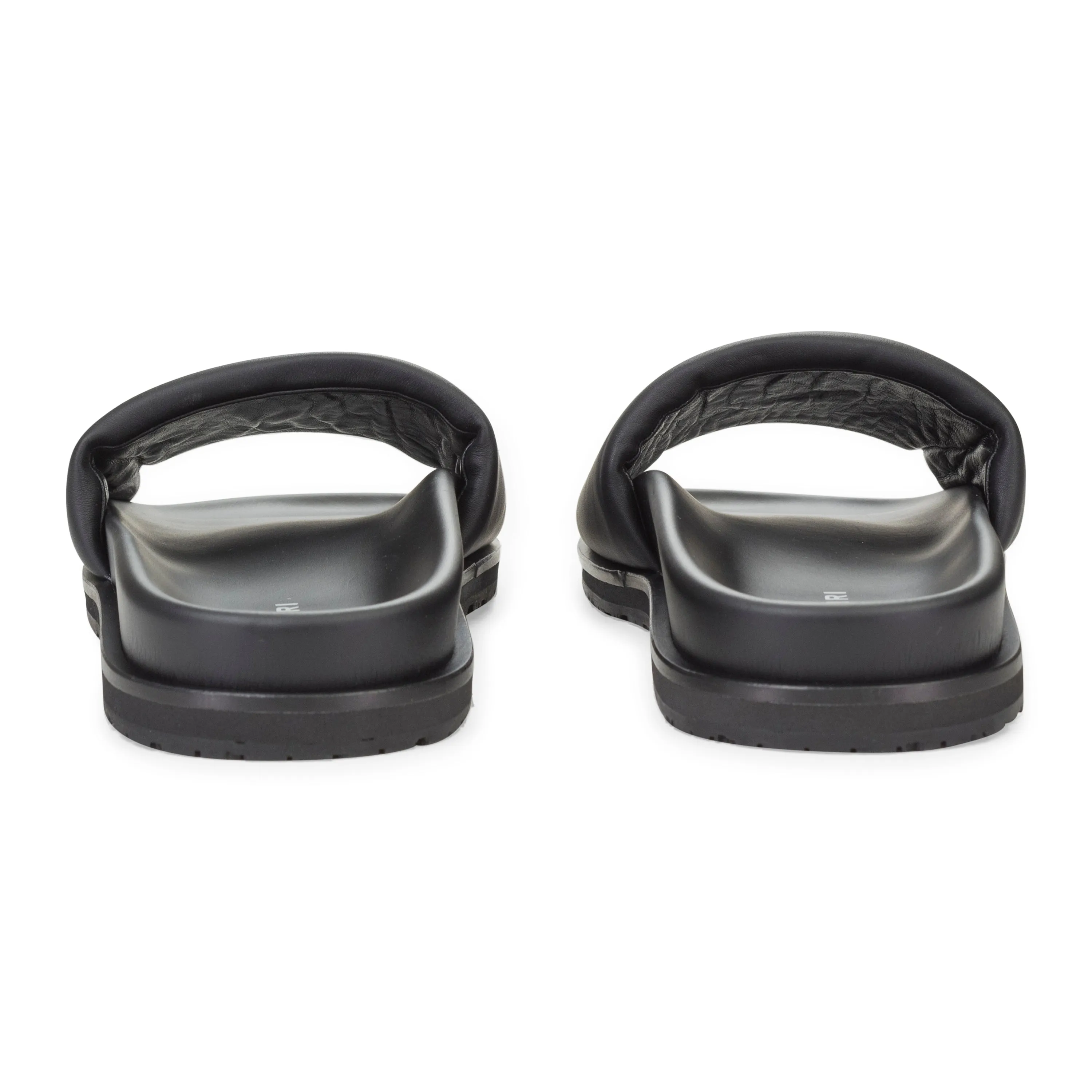 LEATHER BLACK WHITE SLIDE