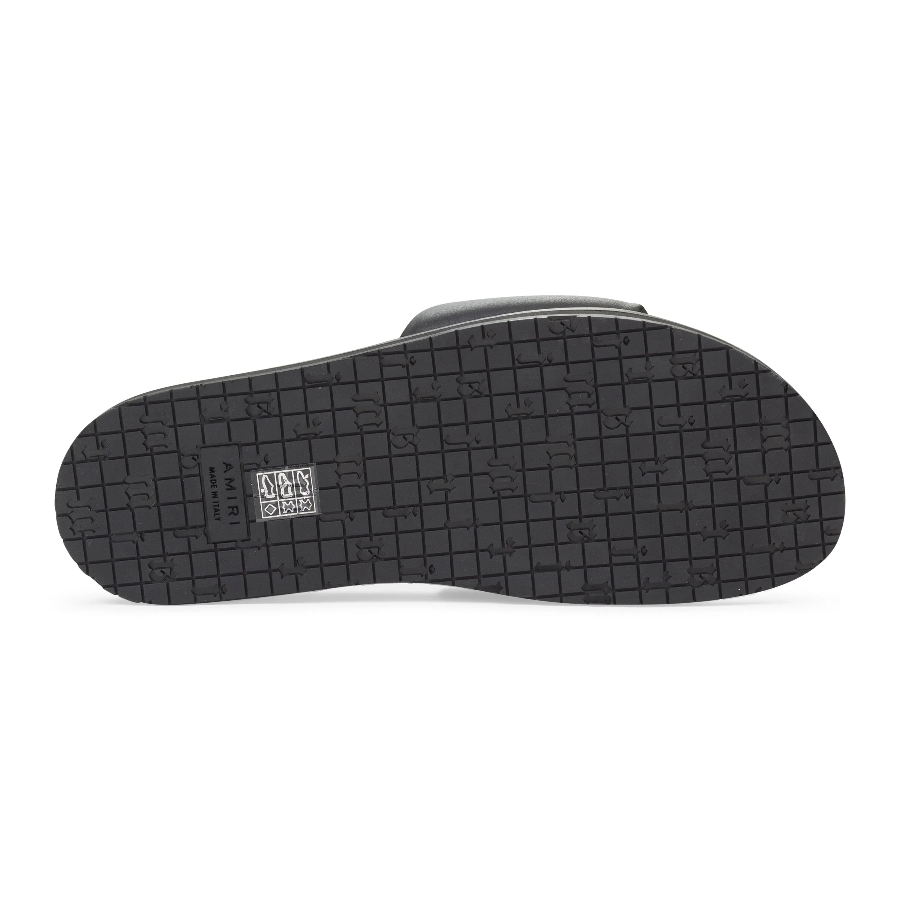 LEATHER BLACK WHITE SLIDE
