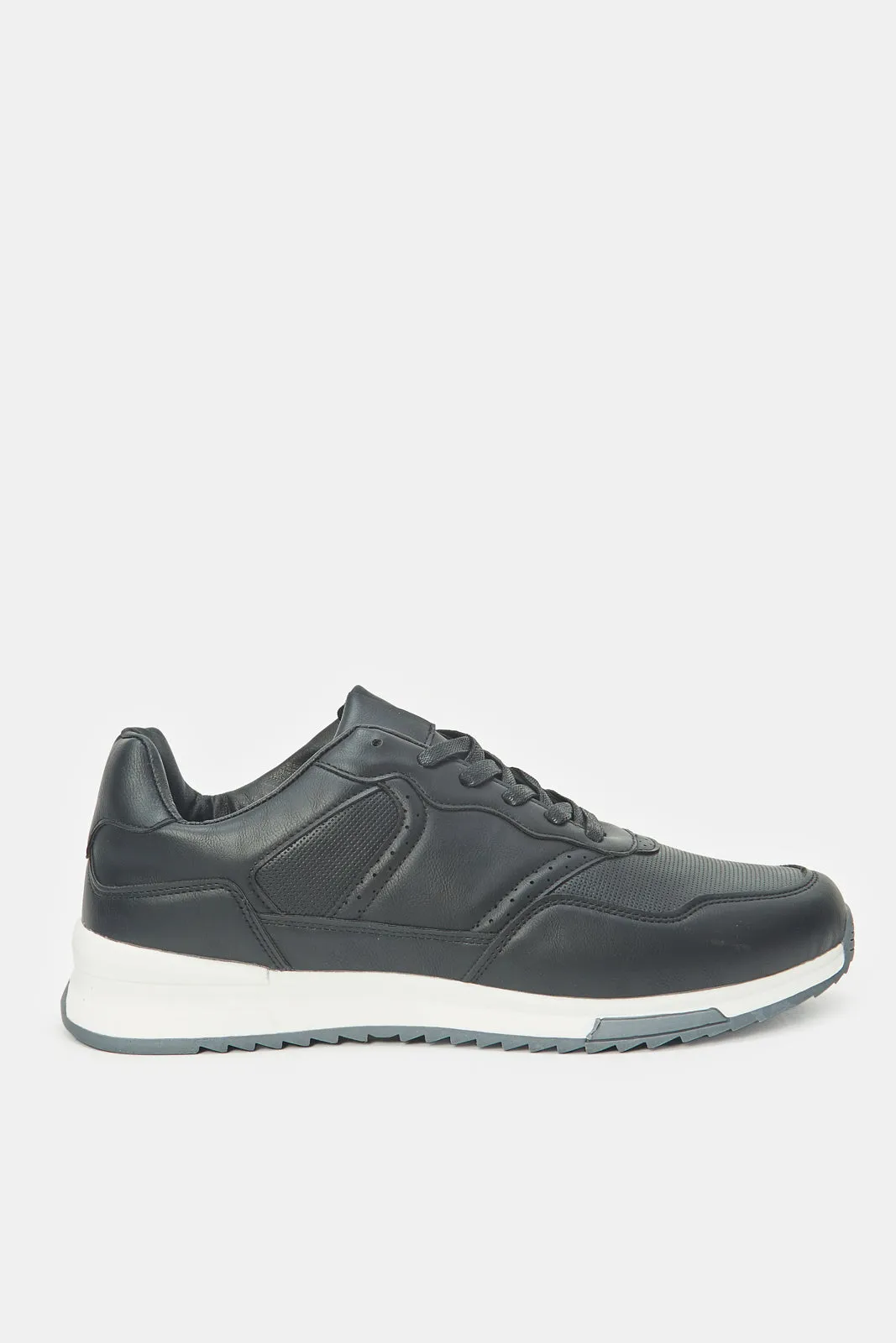 Men Black Material Block Sneakers