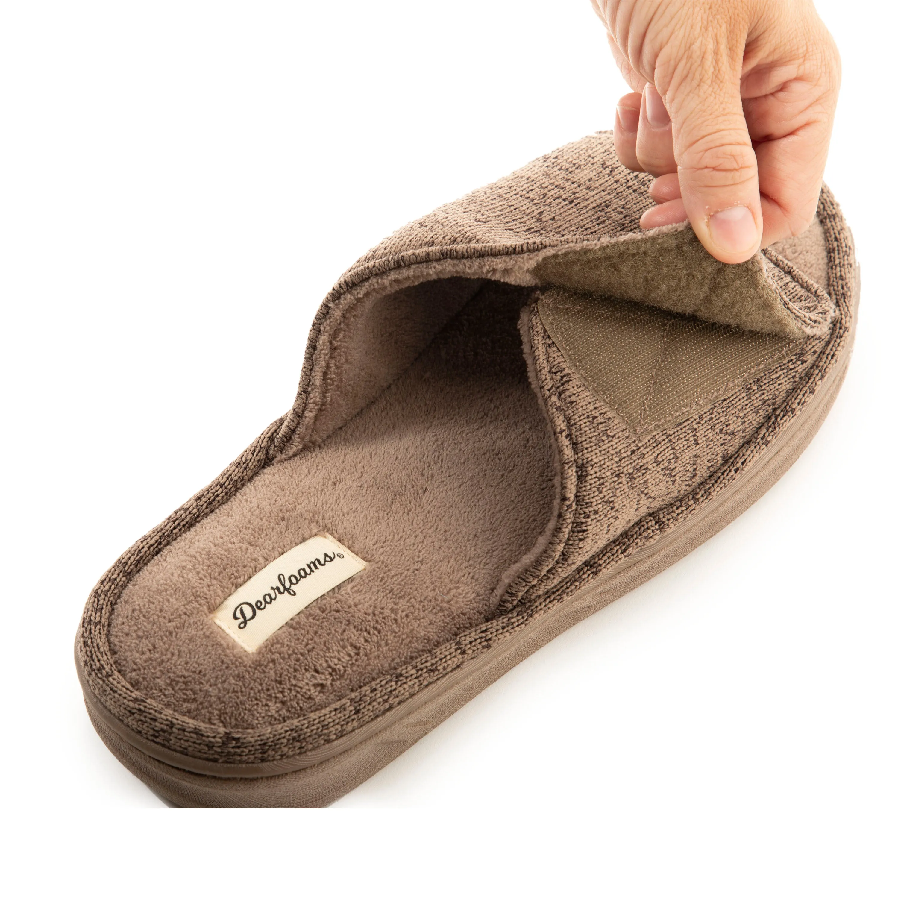 Men's Chase Marled Knit Slide Memory Foam Slippers with Adjustable Strap