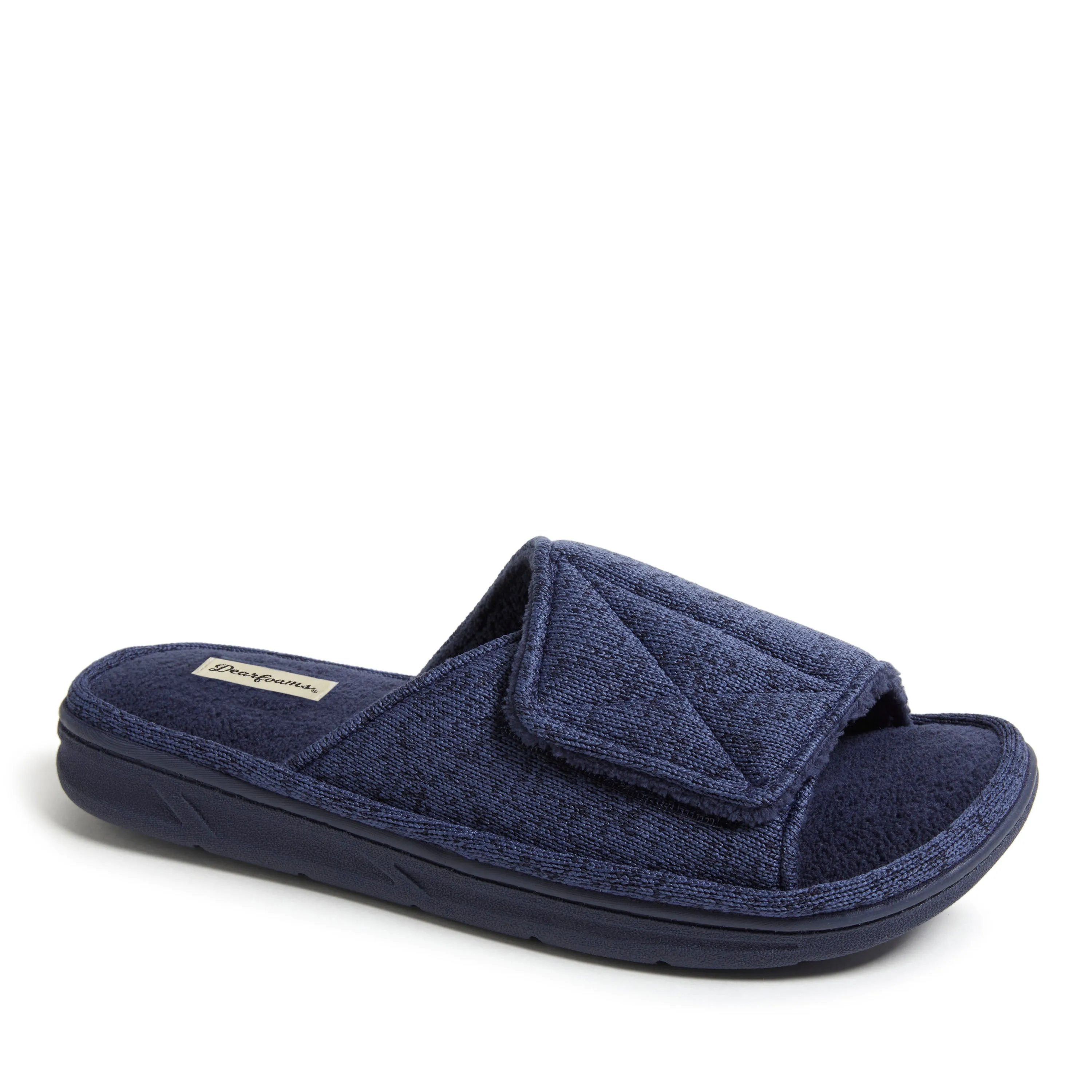 Men's Chase Marled Knit Slide Memory Foam Slippers with Adjustable Strap