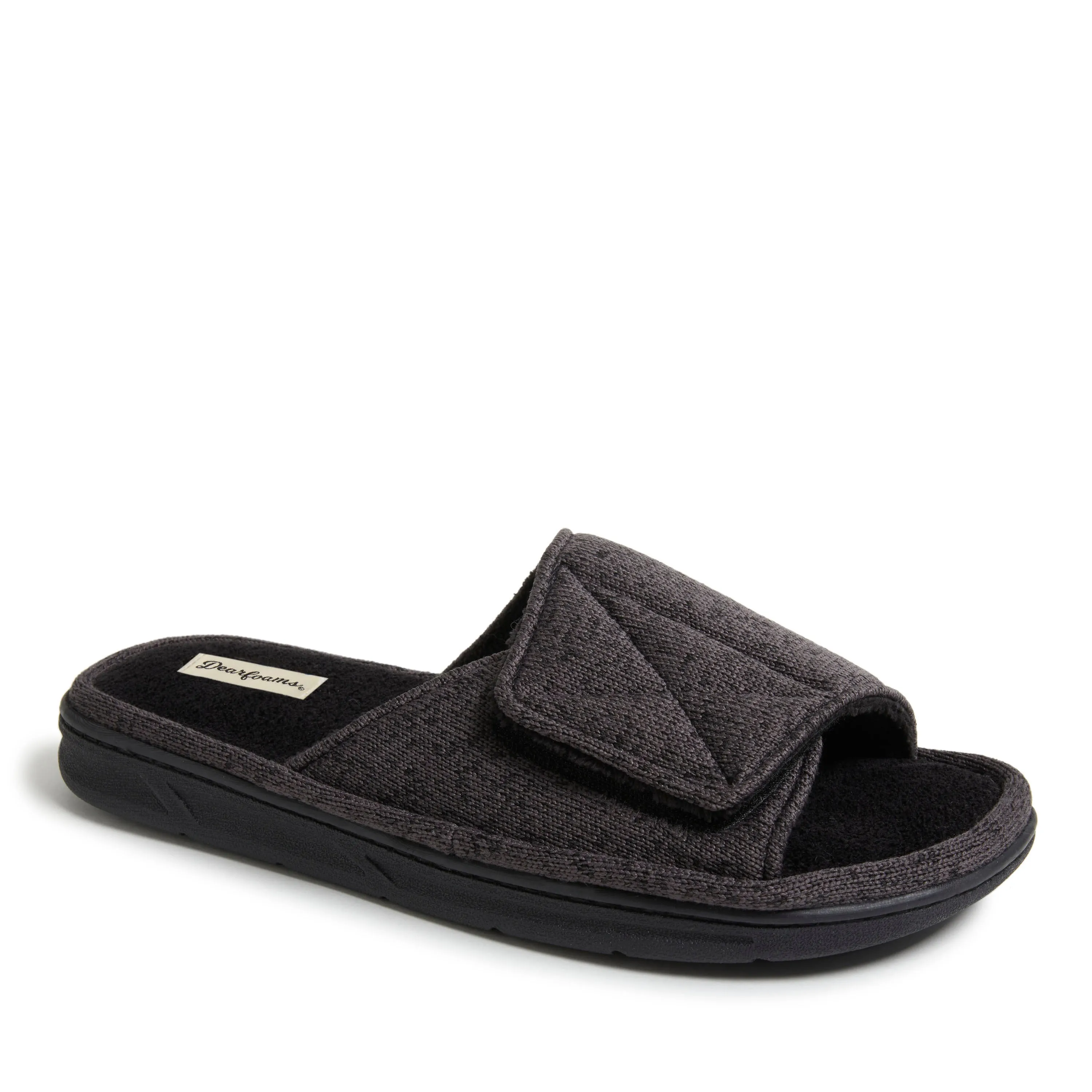Men's Chase Marled Knit Slide Memory Foam Slippers with Adjustable Strap