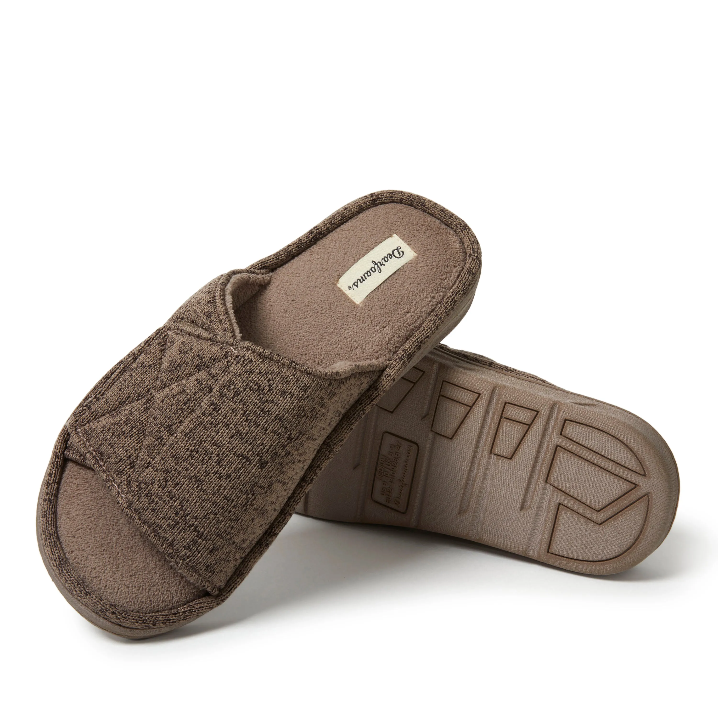 Men's Chase Marled Knit Slide Memory Foam Slippers with Adjustable Strap