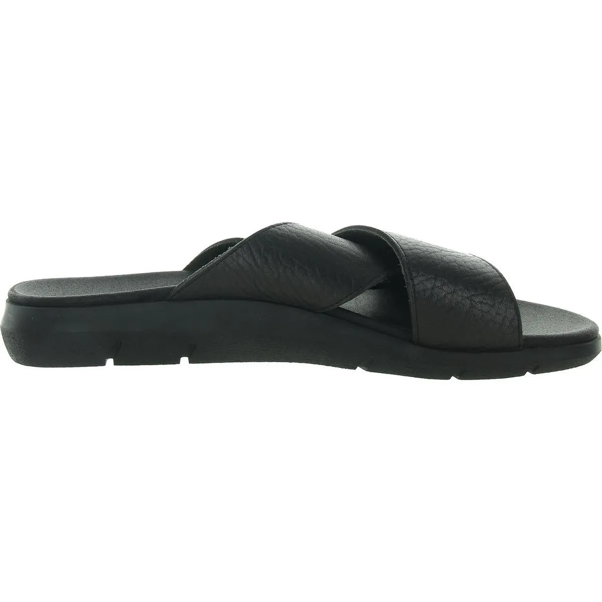 Mens Criss-Cross Leather Slide Sandals