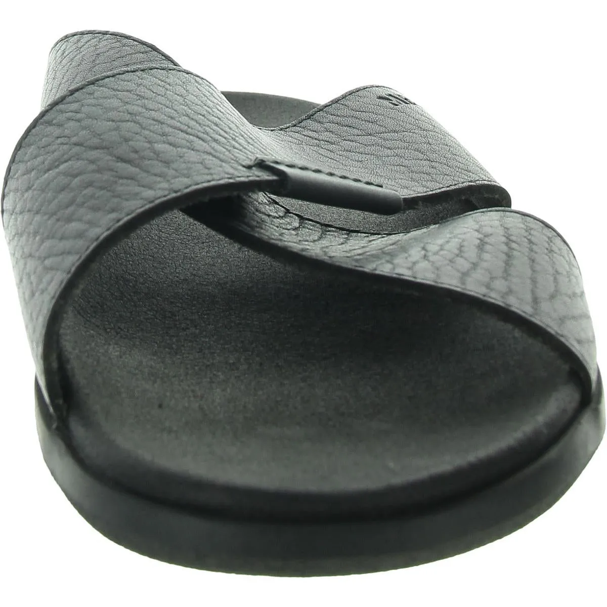 Mens Criss-Cross Leather Slide Sandals