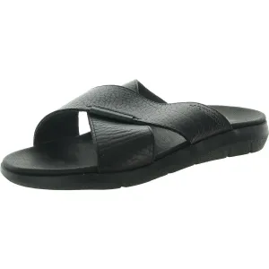 Mens Criss-Cross Leather Slide Sandals