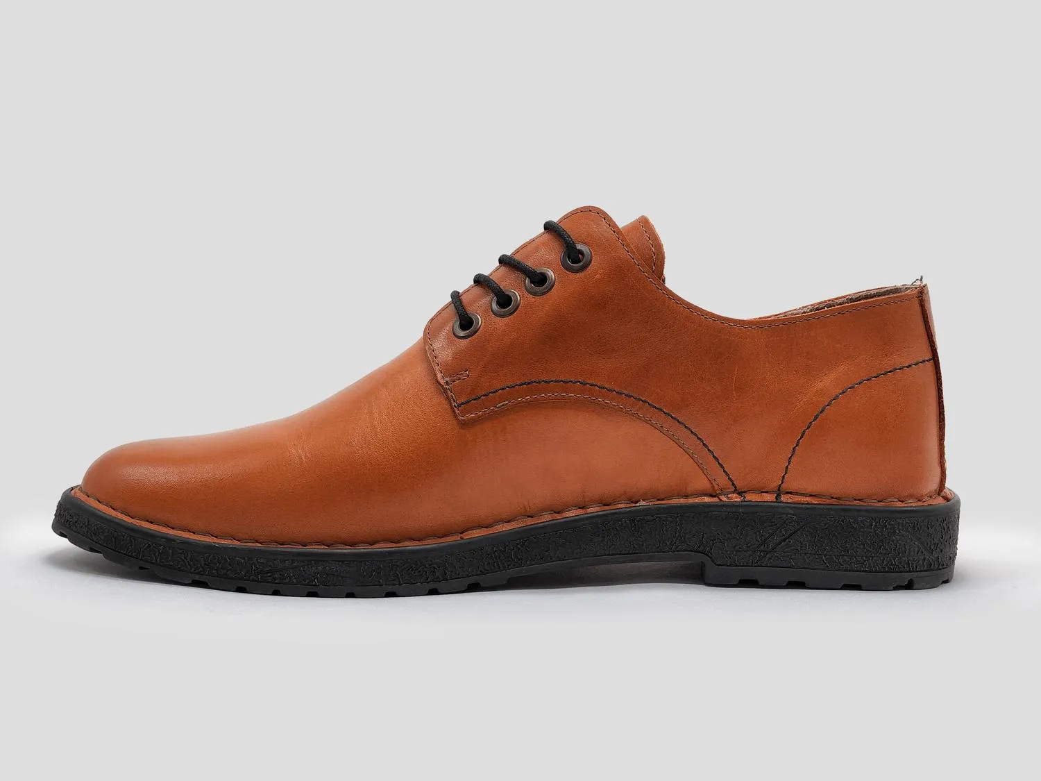 Men's Derby Leather Dress Shoes In Orange