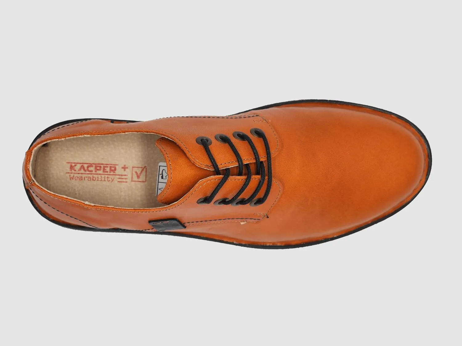 Men's Derby Leather Dress Shoes In Orange
