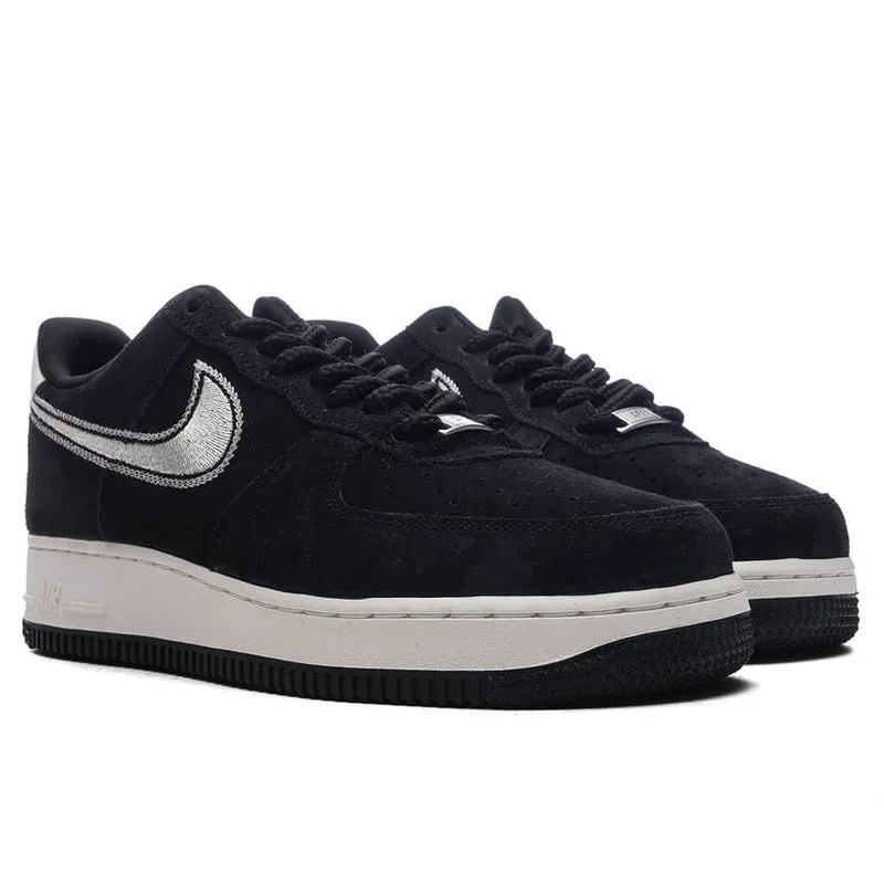 Nike Air Force 1 Low '07 LV8 Black Sail Embroidered Swoosh