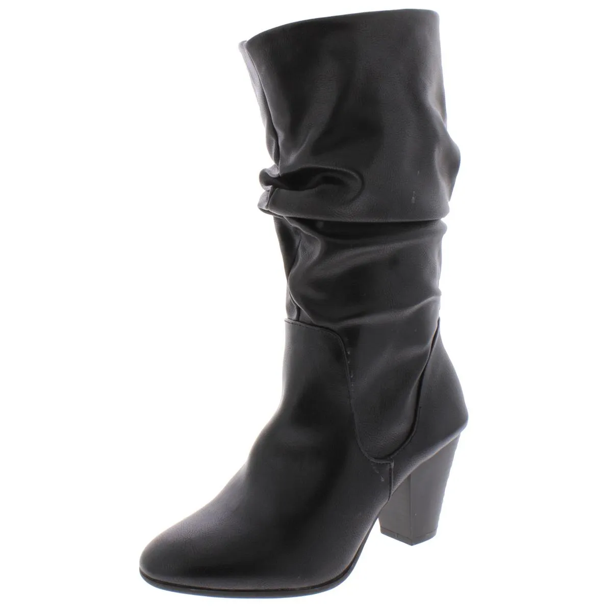 Oliana Womens Faux Leather Slouchy Mid-Calf Boots