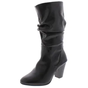 Oliana Womens Faux Leather Slouchy Mid-Calf Boots