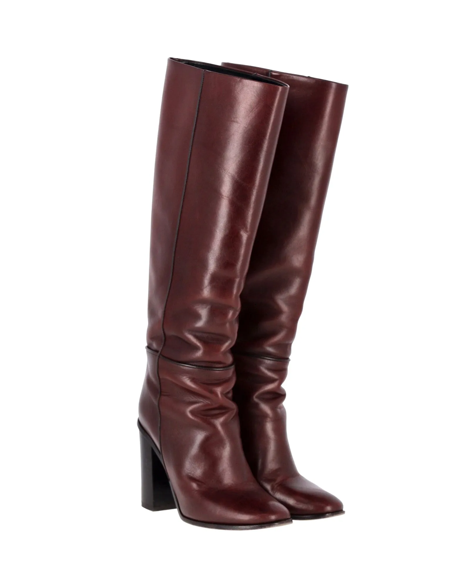 Proenza Schouler Knee Boots in Burgundy Leather