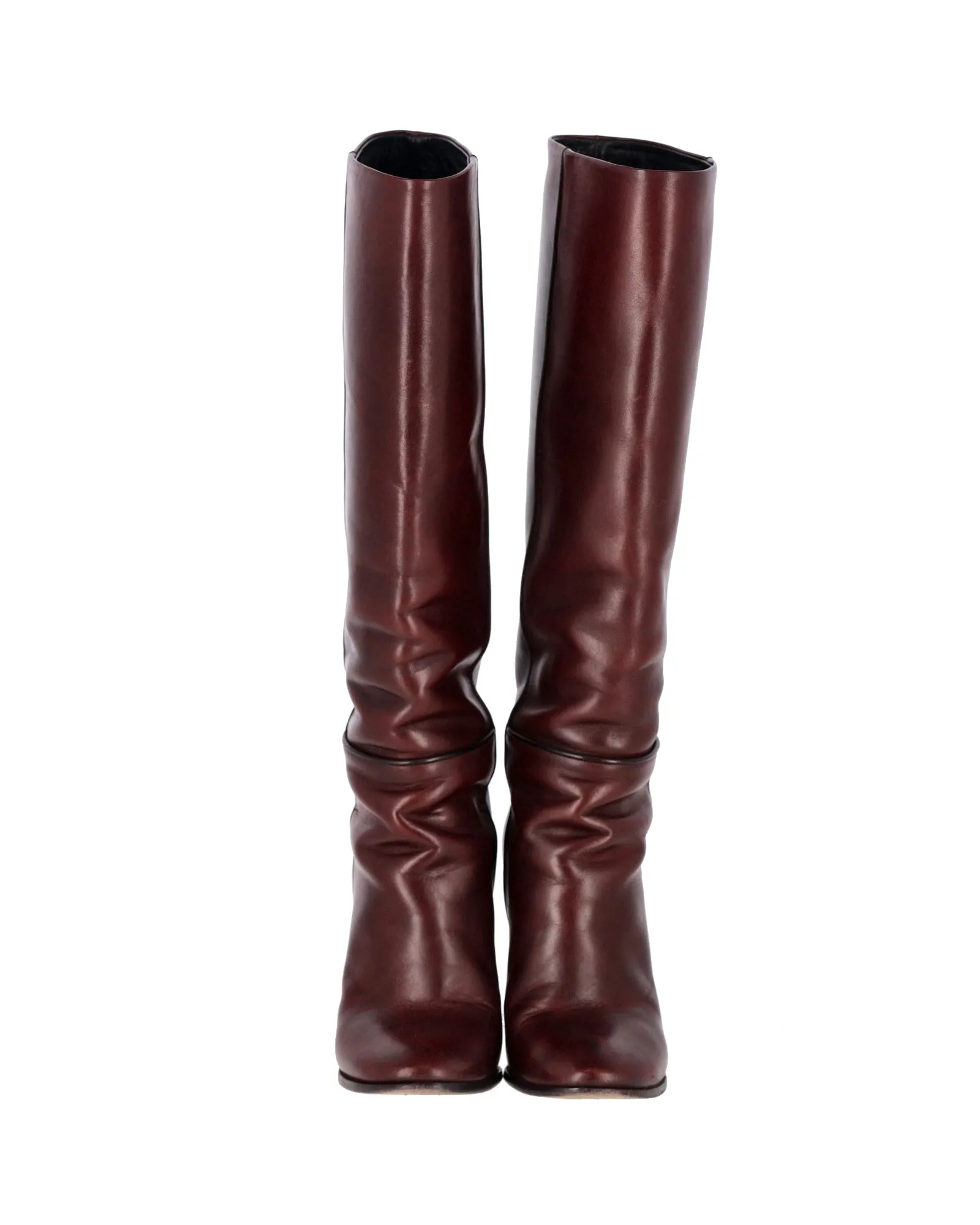 Proenza Schouler Knee Boots in Burgundy Leather