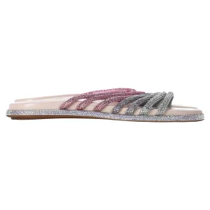 Ren�� Caovilla Frida Crystal-Embellished Strappy Slippers in Multicolor Leather