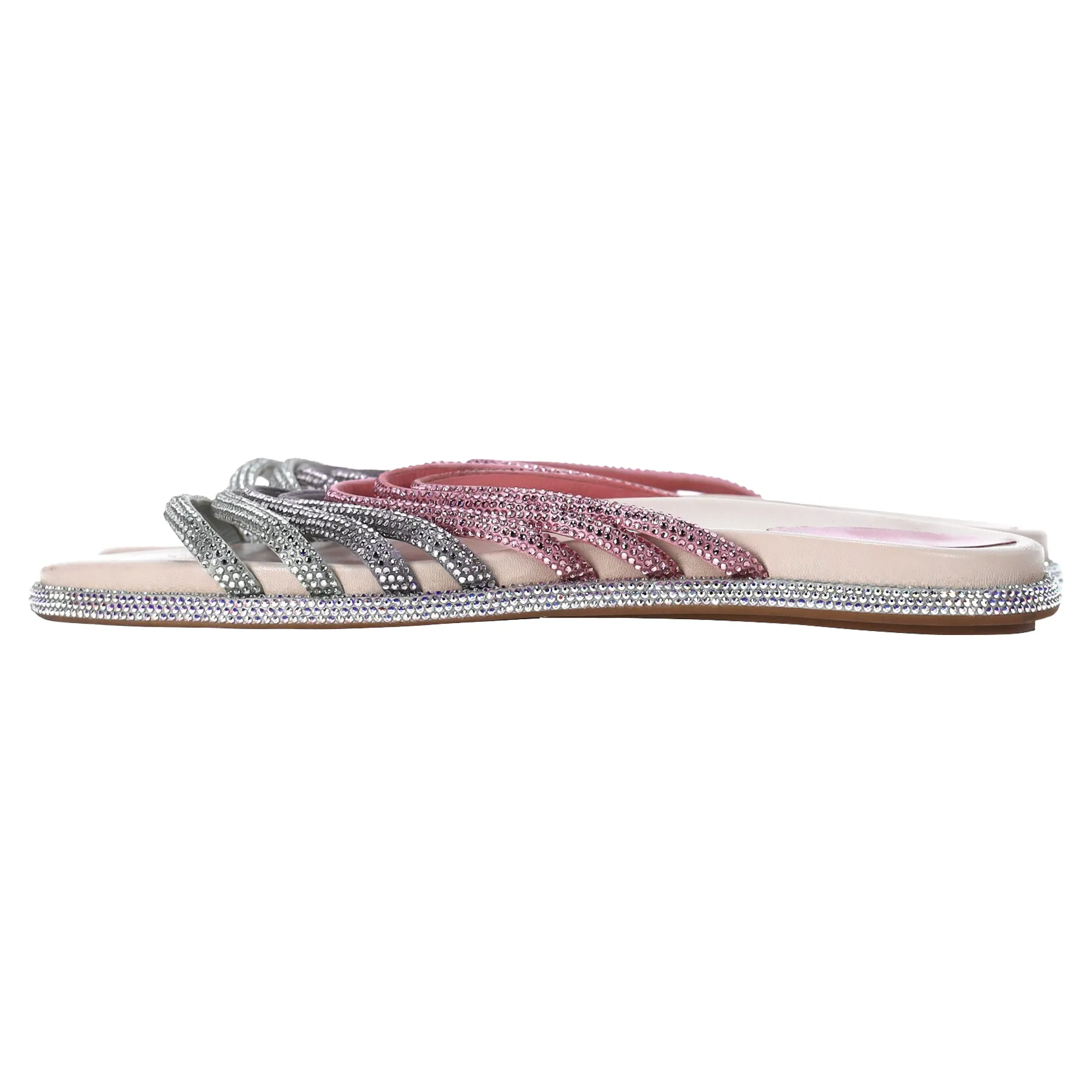 Ren�� Caovilla Frida Crystal-Embellished Strappy Slippers in Multicolor Leather