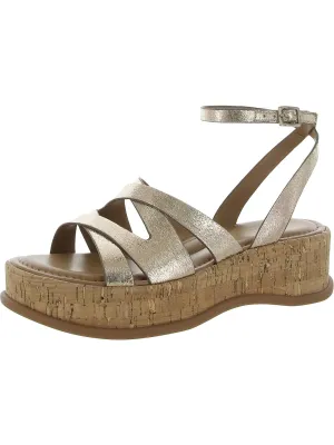 Riley Womens Faux Leather Metallic Ankle Strap