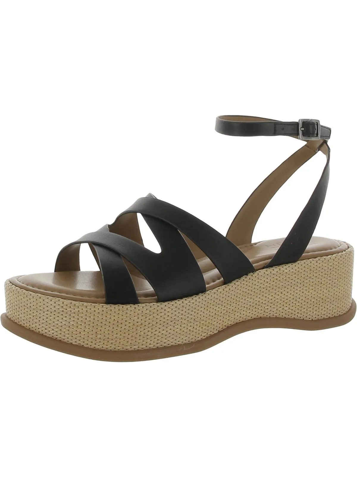 Riley Womens Faux Leather Metallic Ankle Strap