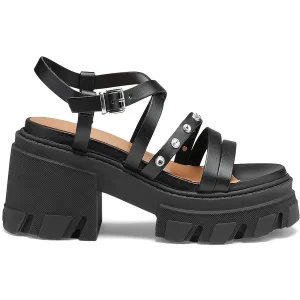 S1818 Womens Faux Leather Block Heel Strappy Sandals