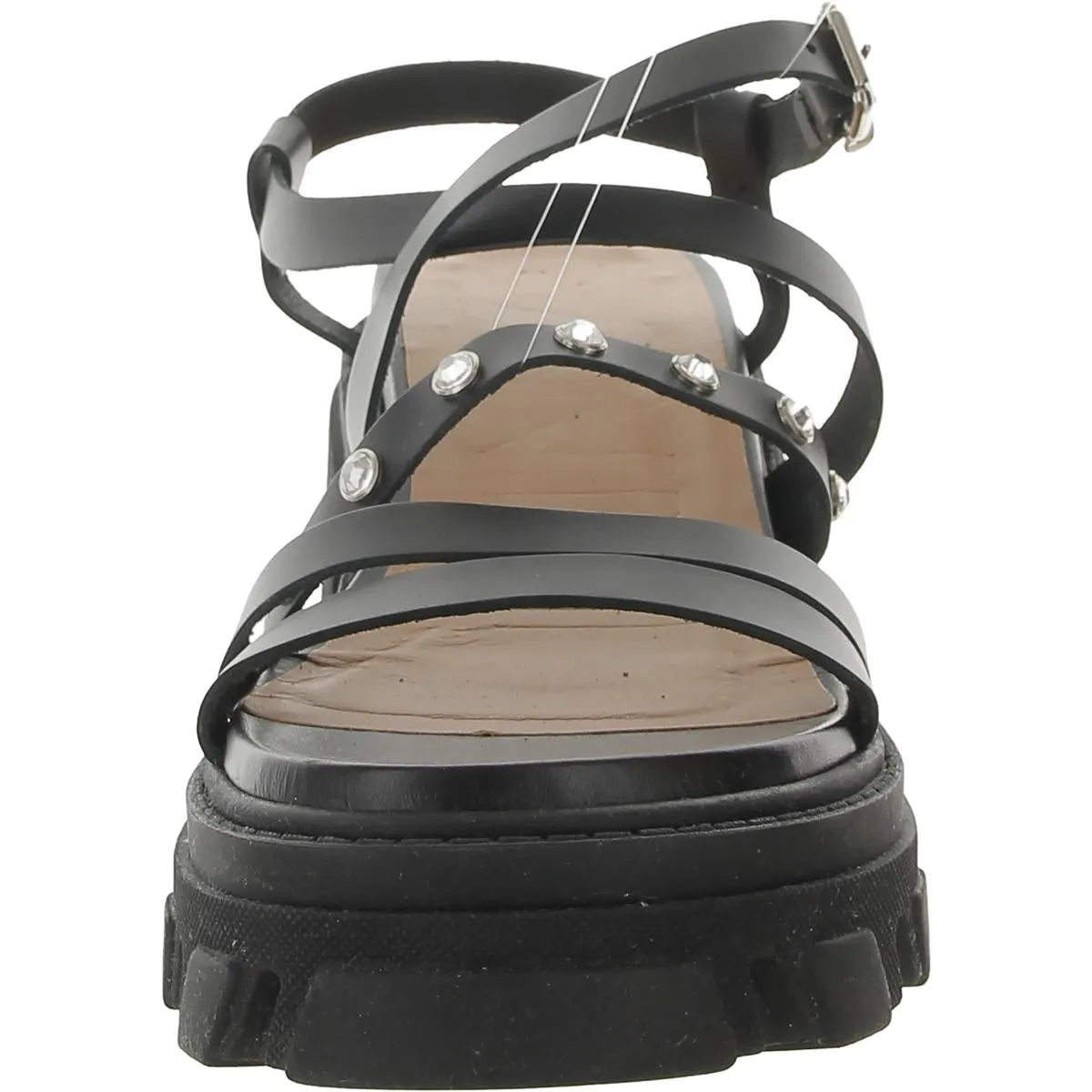 S1818 Womens Faux Leather Block Heel Strappy Sandals