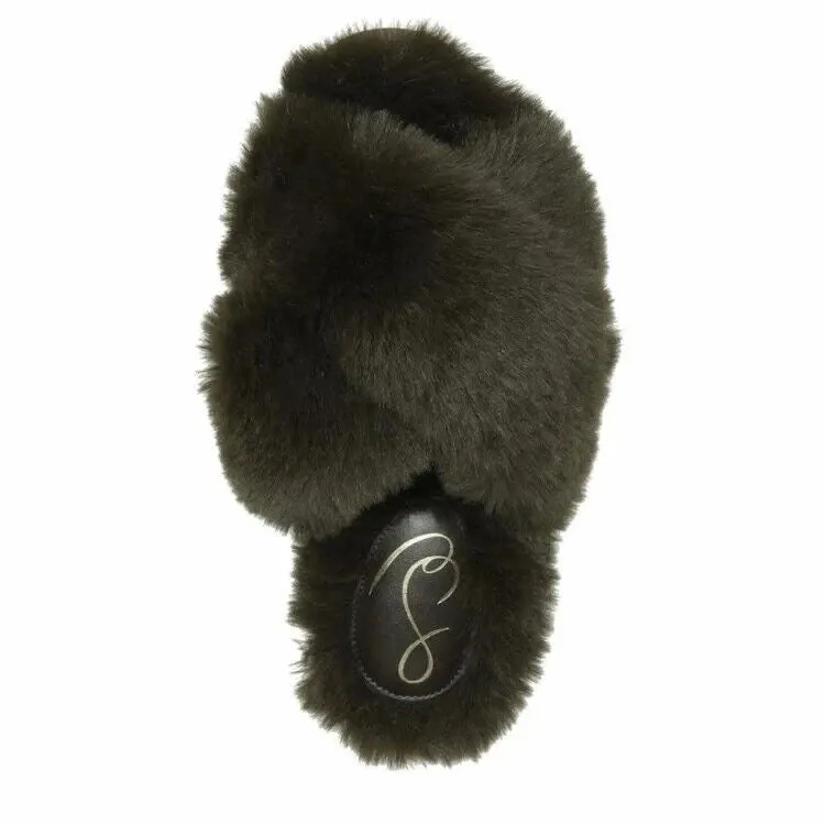 Sam Edelman Jeane Slipper Women's 6 Brown Faux Fur Comfort Slip-On Slide KHD754