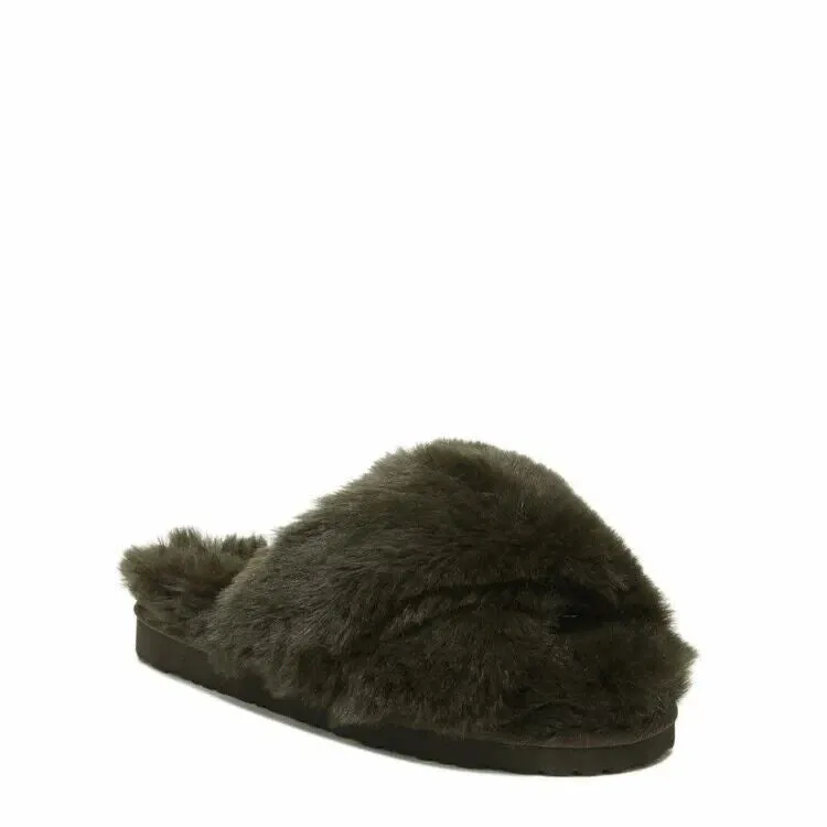 Sam Edelman Jeane Slipper Women's 6 Brown Faux Fur Comfort Slip-On Slide KHD754