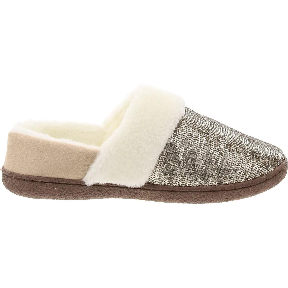 Siesta 8 Womens Faux Fur Glitter Loafer Slippers