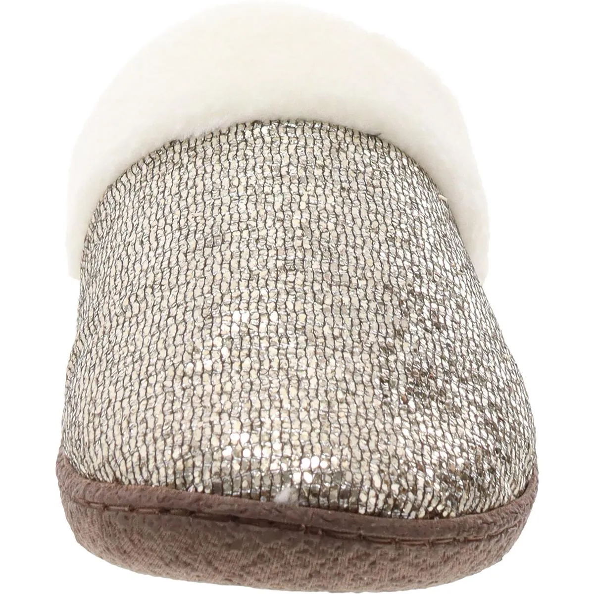 Siesta 8 Womens Faux Fur Glitter Loafer Slippers