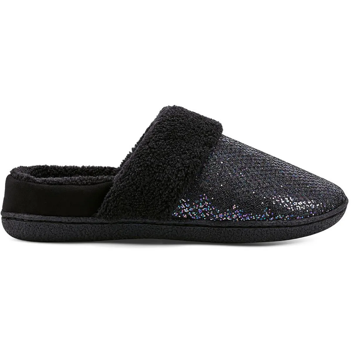 Siesta 8 Womens Faux Fur Glitter Loafer Slippers