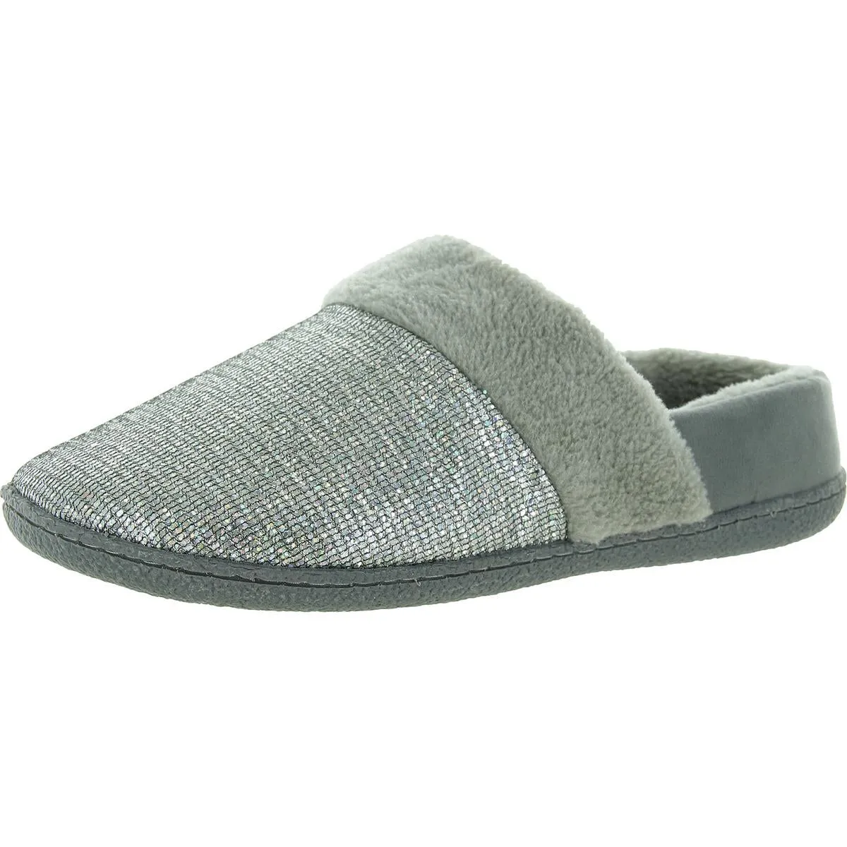 Siesta 8 Womens Faux Fur Glitter Loafer Slippers