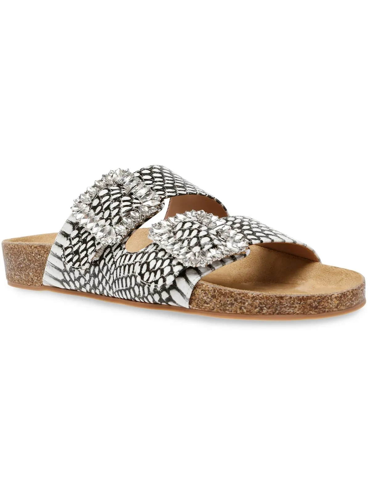 Somers Womens Leather Rhinestone Footbed Sandals