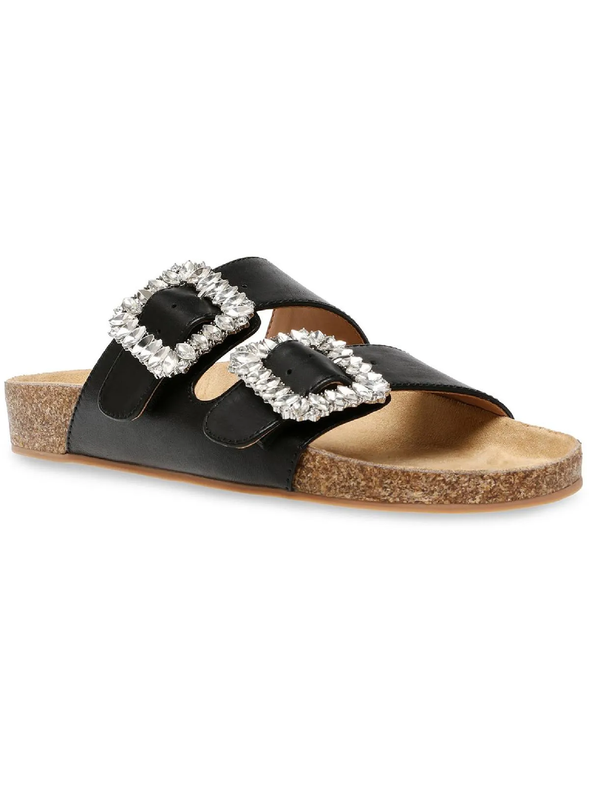 Somers Womens Leather Rhinestone Footbed Sandals