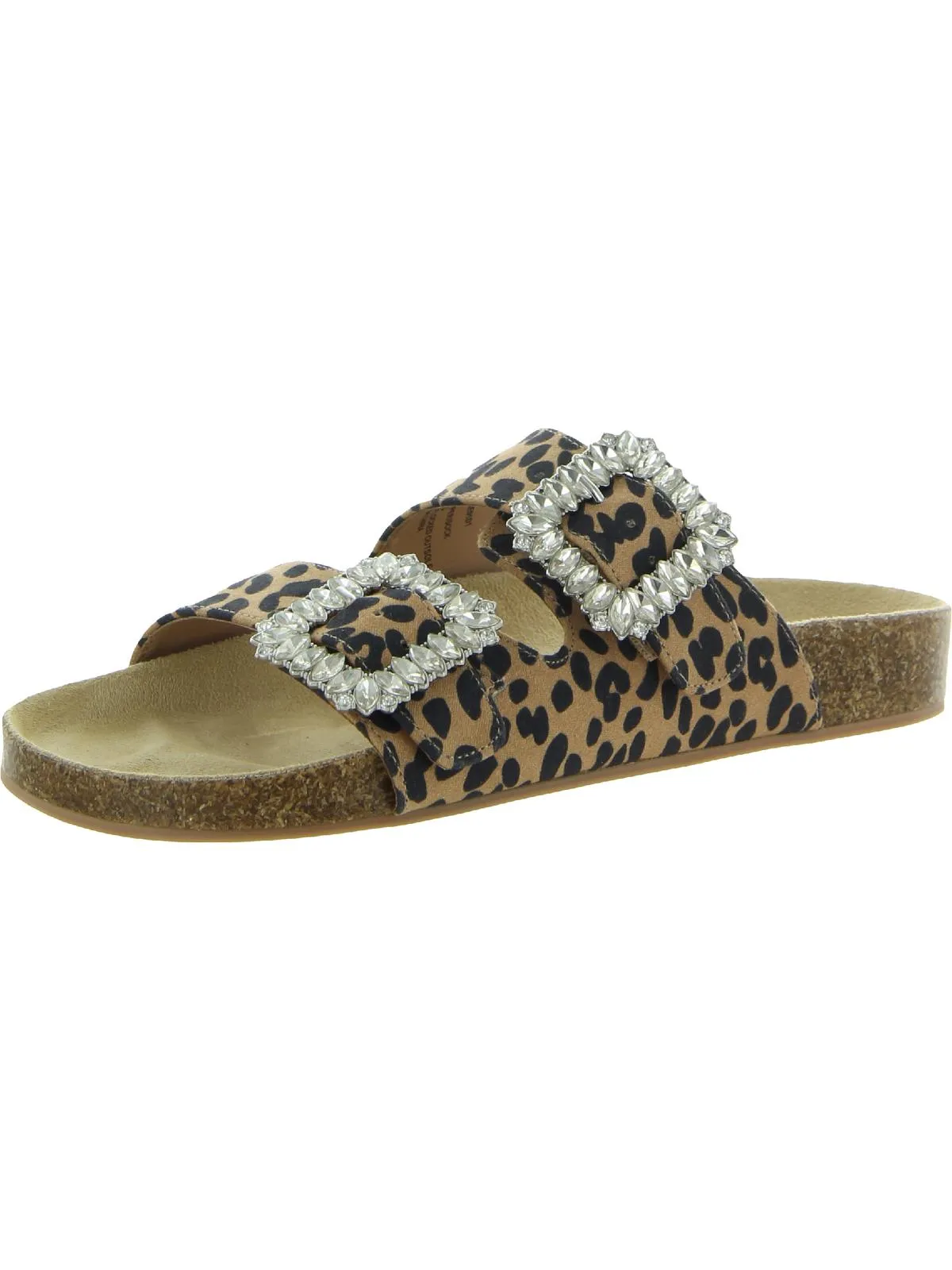 Somers Womens Leather Rhinestone Footbed Sandals