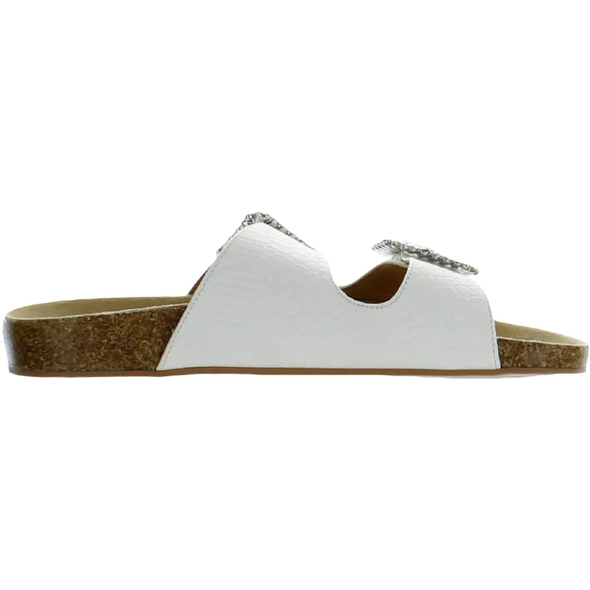 Somers Womens Leather Rhinestone Footbed Sandals