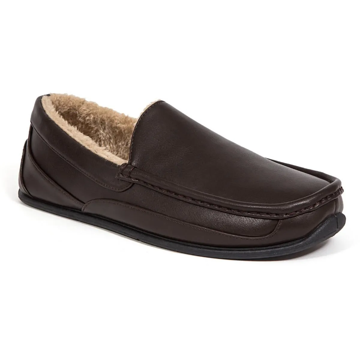 Spun Mens Comfort Insole Faux Fur Lined Loafer Slippers