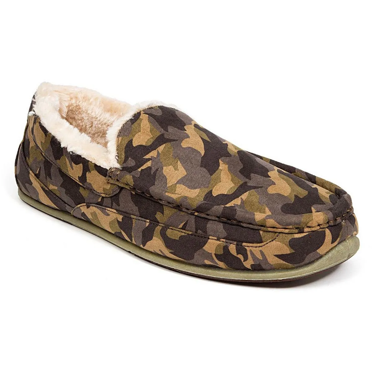 Spun Mens Comfort Insole Faux Fur Lined Loafer Slippers