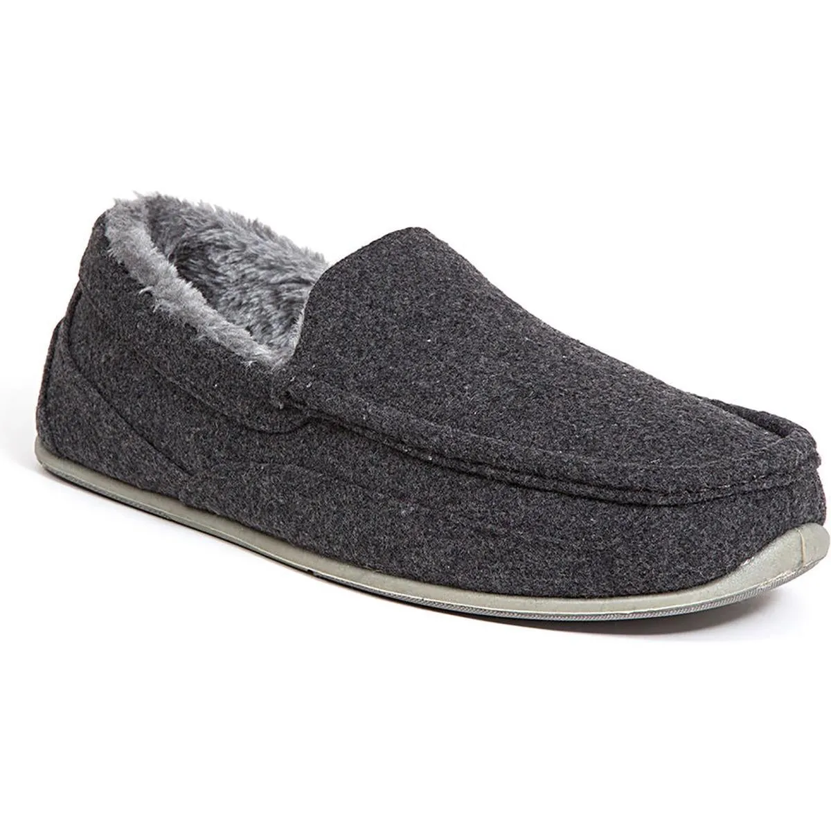 Spun Mens Comfort Insole Faux Fur Lined Loafer Slippers