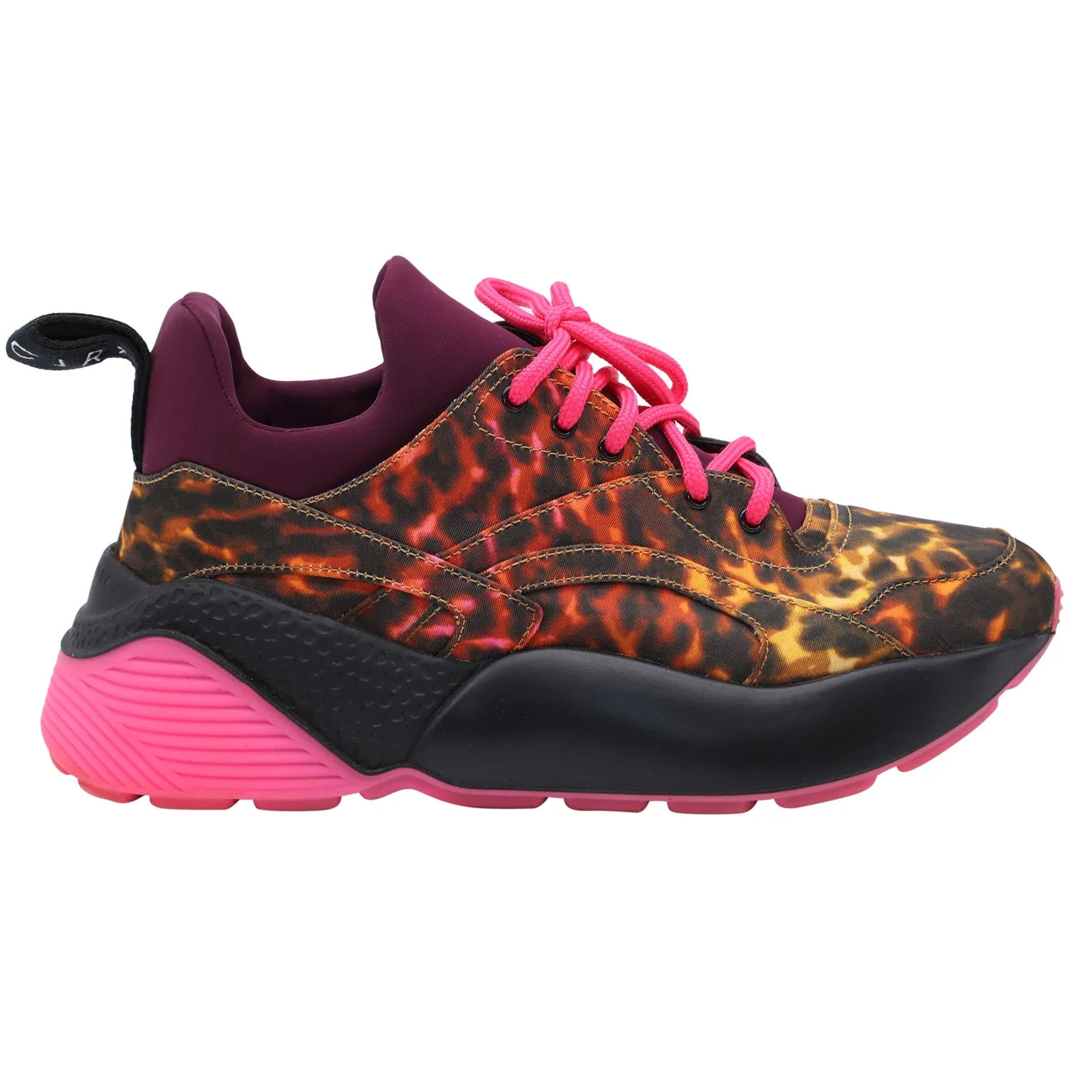 Stella McCartney Leopard Print Eclypse Lace Up Sneakers in Animal Print Neoprene