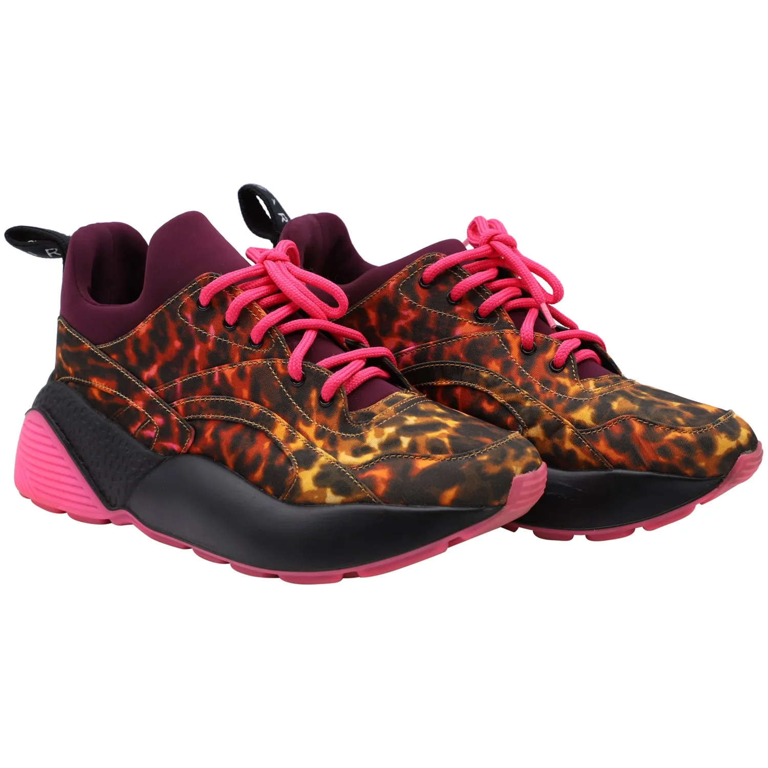 Stella McCartney Leopard Print Eclypse Lace Up Sneakers in Animal Print Neoprene
