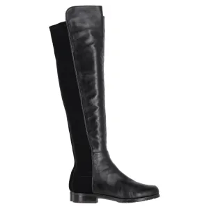 Stuart Weitzman 5050 Knee-High Boots in Black Calfskin Leather and Suede