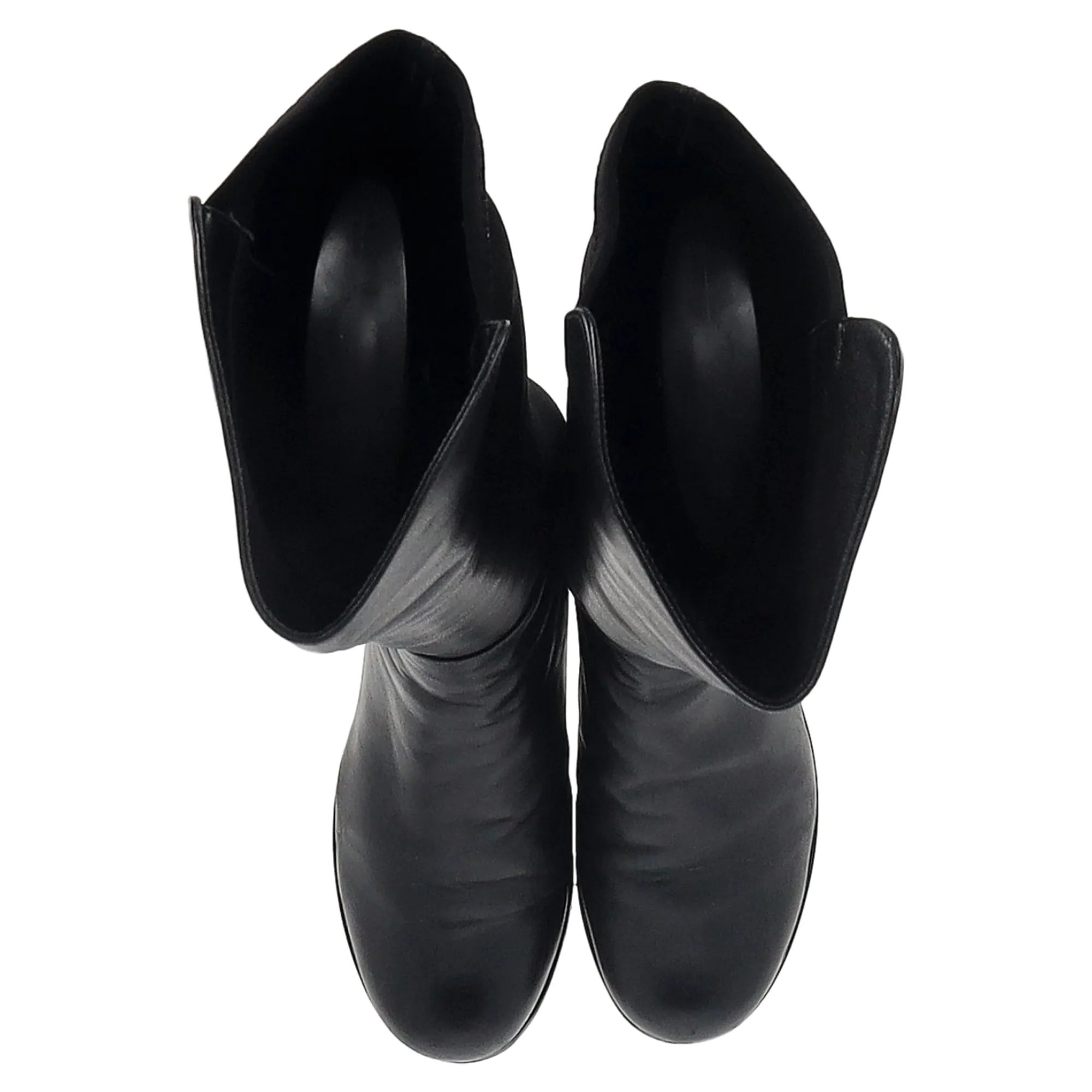 Stuart Weitzman 5050 Knee-High Boots in Black Calfskin Leather and Suede