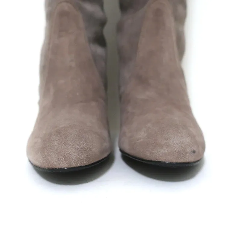 Stuart Weitzman Highland Over the Knee Boots Taupe Gray Suede Size 9.5