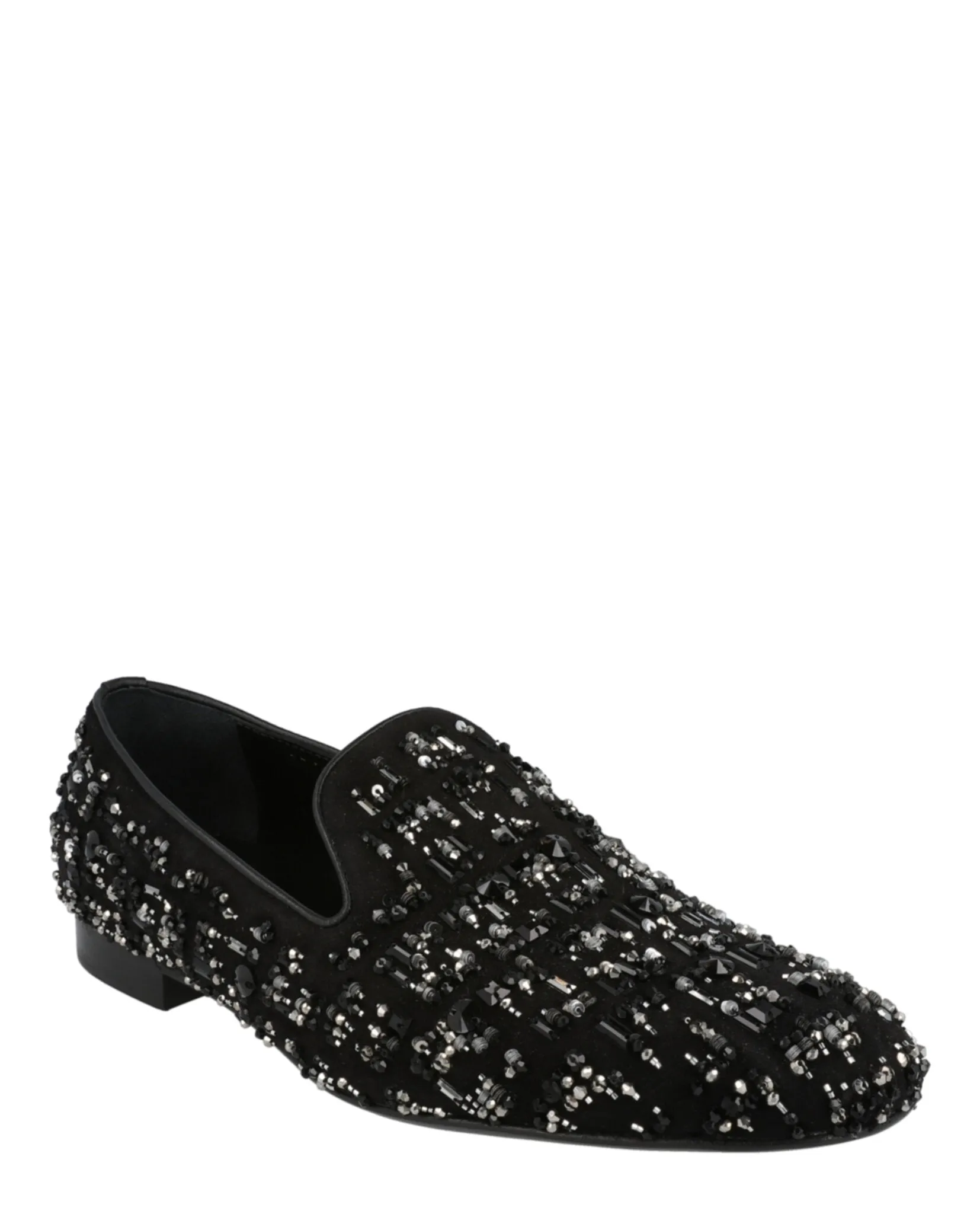 Suede Bead-Embellished Slippers