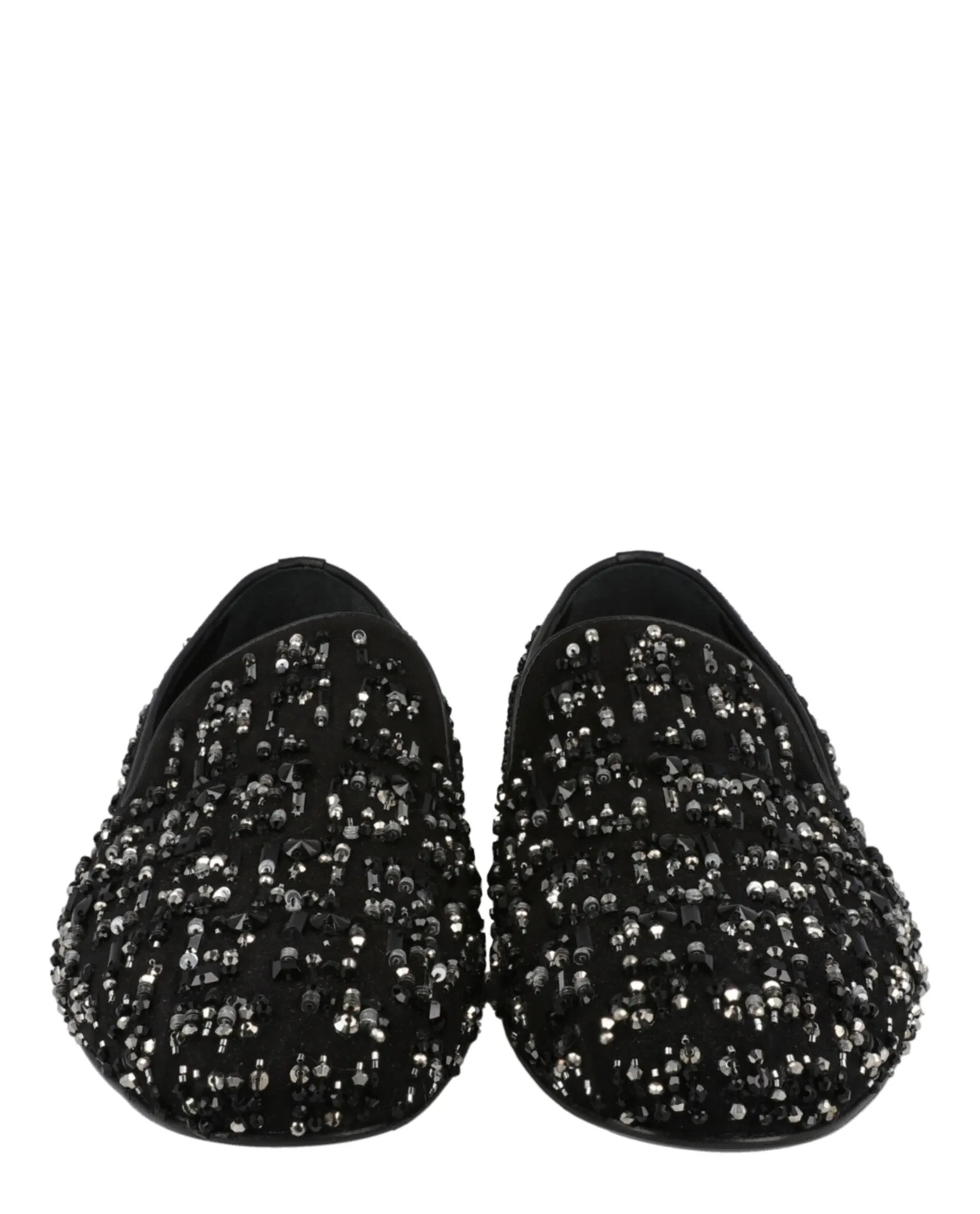 Suede Bead-Embellished Slippers