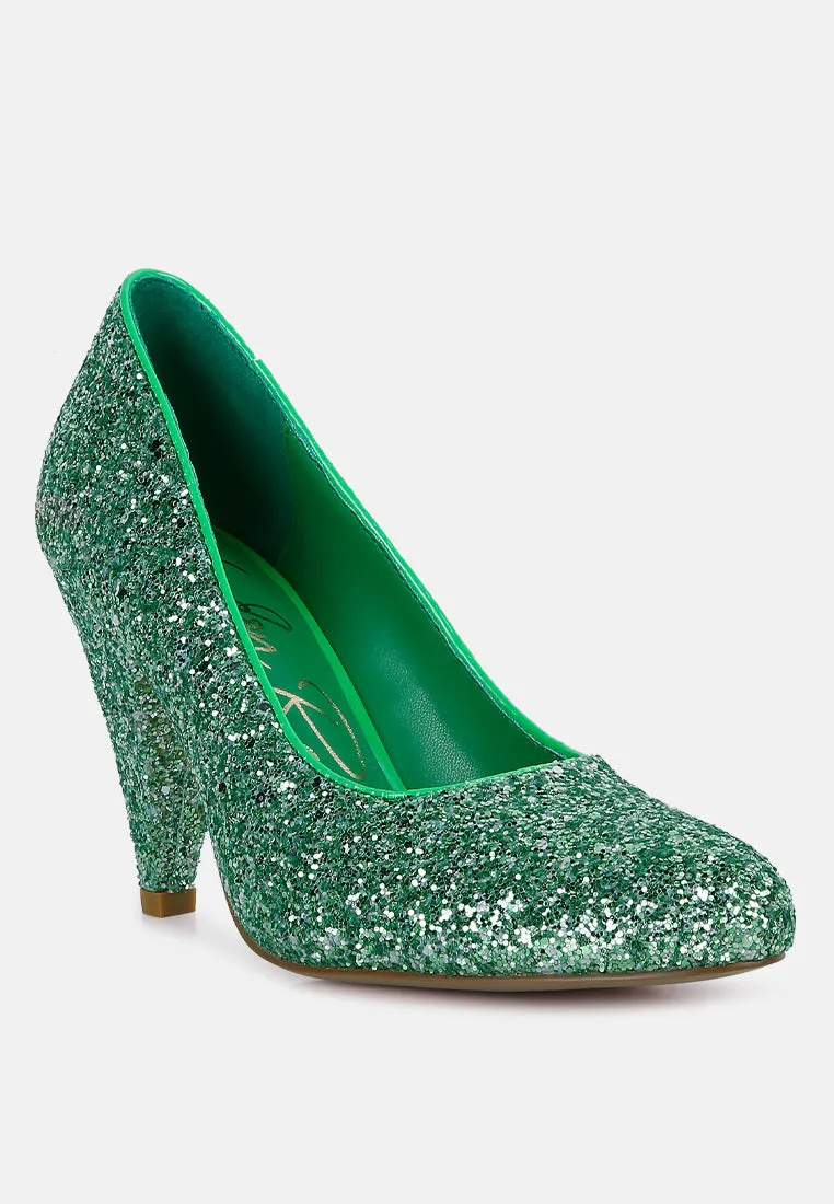 sugar plum glitter conical heel pumps