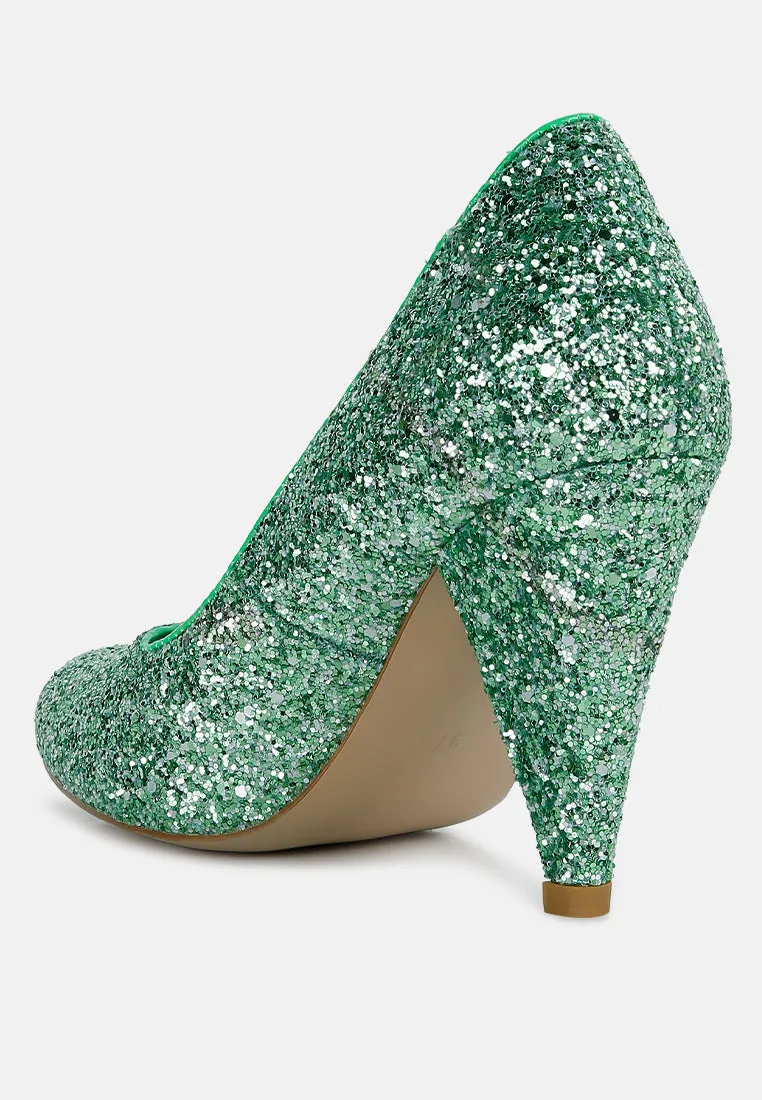 sugar plum glitter conical heel pumps
